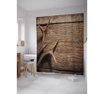 Штора (занавеска) для ванной JoyArty "Олений рог" из сатена, 180х200 см с крючками, sc_12803