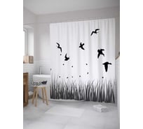 Штора (занавеска) для ванной JoyArty "Ловля насекомых" из сатена, 180х200 см с крючками, sc_28071