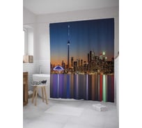 Штора (занавеска) для ванной JoyArty "Огни Торонто" из сатена, 180х200 см с крючками, sc_27964