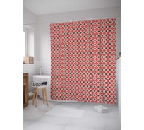 Штора (занавеска) для ванной JoyArty "Красные ромбы" из сатена, 180х200 см с крючками, sc_29592