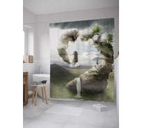 Штора (занавеска) для ванной JoyArty "Фата Моргана" из сатена, 180х200 см с крючками, sc_28555