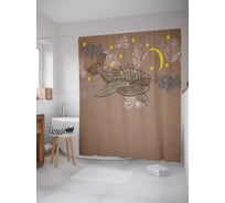 Штора (занавеска) для ванной JoyArty "Звездный кит" из сатена, 180х200 см с крючками, sc_23176