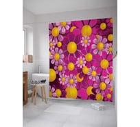 Штора (занавеска) для ванной JoyArty "Нежные ромашки" из сатена, 180х200 см с крючками, sc_12447
