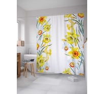 Штора (занавеска) для ванной JoyArty "Цветочная вселенная" из сатена, 180х200 см с крючками, sc_16659