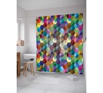 Штора (занавеска) для ванной JoyArty "Красочные соты" из сатена, 180х200 см с крючками, sc_12462