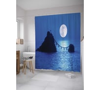Штора (занавеска) для ванной JoyArty "Мост под луной" из сатена, 180х200 см с крючками, sc_10248