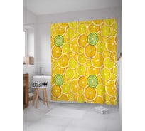 Штора (занавеска) для ванной JoyArty "Апельсиновое пространство" из сатена, 180х200 см с крючками, sc_21883