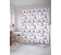 Штора (занавеска) для ванной JoyArty "Морская стилистика" из сатена, 180х200 см с крючками, sc_19733