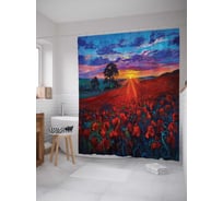 Штора (занавеска) для ванной JoyArty "Кровавые поля" из сатена, 180х200 см с крючками, sc_15132