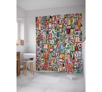 Штора (занавеска) для ванной JoyArty "Буквенный хаос" из сатена, 180х200 см с крючками, sc_12463