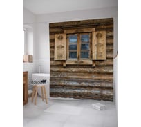 Штора (занавеска) для ванной JoyArty "Загляни в окошко" из сатена, 180х200 см с крючками, sc_16674