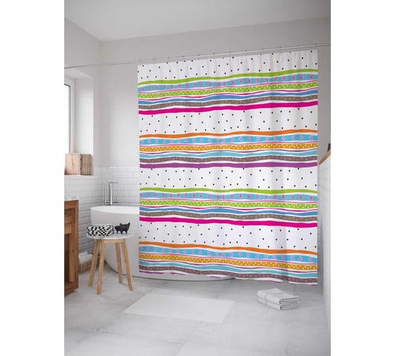 Штора (занавеска) для ванной JoyArty "Прояви фантазию" из сатена, 180х200 см с крючками, sc_20775 1