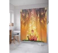 Штора (занавеска) для ванной JoyArty "Искрящийся цветок" из сатена, 180х200 см с крючками, sc_2282