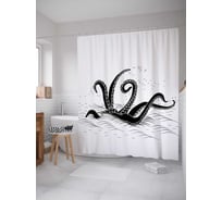 Штора (занавеска) для ванной JoyArty "Страшные щупальца" из сатена, 180х200 см с крючками, sc_15065