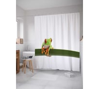 Штора (занавеска) для ванной JoyArty "Яркая лягушка" из сатена, 180х200 см с крючками, sc_15254