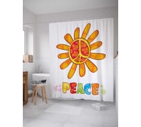 Штора (занавеска) для ванной JoyArty "Мирное солнце хиппи" из сатена, 180х200 см с крючками, sc_14927