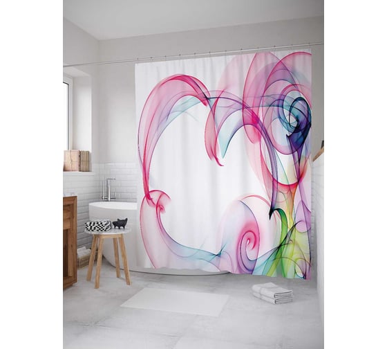 Штора (занавеска) для ванной JoyArty "Красочный дым" из сатена, 180х200 см с крючками, sc_12460 1