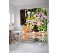 Штора (занавеска) для ванной JoyArty "Плывущие ароматные свечи" из сатена, 180х200 см с крючками, sc_12505