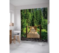 Штора (занавеска) для ванной JoyArty "Лесной центр" из сатена, 180х200 см с крючками, sc_10406