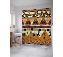 Штора (занавеска) для ванной JoyArty "Доисторические узоры" из сатена, 180х200 см с крючками, sc_18557