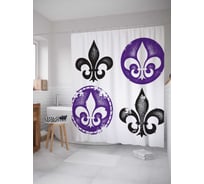 Штора (занавеска) для ванной JoyArty "Контрастный орнамент" из сатена, 180х200 см с крючками, sc_14859