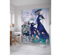 Штора (занавеска) для ванной JoyArty "Пара павлинов" из сатена, 180х200 см с крючками, sc_12574