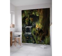 Штора (занавеска) для ванной JoyArty "Магический ручей" из сатена, 180х200 см с крючками, sc_14942