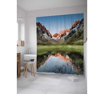 Штора (занавеска) для ванной JoyArty "Альпийское озеро" из сатена, 180х200 см с крючками, sc_10281