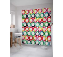 Штора (занавеска) для ванной JoyArty "Радуга в кольцах" из сатена, 180х200 см с крючками, sc_20779