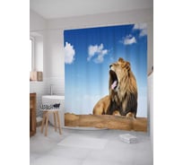 Штора (занавеска) для ванной JoyArty "Львиный рев" из сатена, 180х200 см с крючками, sc_12716