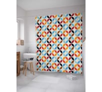 Штора (занавеска) для ванной JoyArty "Звездные кольца" из сатена, 180х200 см с крючками, sc_20789