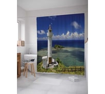 Штора (занавеска) для ванной JoyArty "Ухоженный маяк" из сатена, 180х200 см с крючками, sc_12356