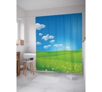 Штора (занавеска) для ванной JoyArty "Акварельные лужки" из сатена, 180х200 см с крючками, sc_29079