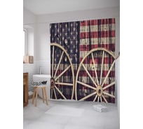 Штора (занавеска) для ванной JoyArty "Национальный флаг с колесами" из сатена, 180х200 см с крючками, sc_15001