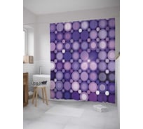 Штора (занавеска) для ванной JoyArty "Горошек диско" из сатена, 180х200 см с крючками, sc_27938