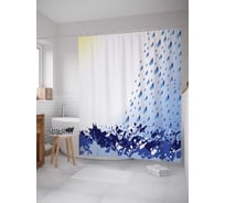 Штора (занавеска) для ванной JoyArty "Капли над волнами" из сатена, 180х200 см с крючками, sc_29147