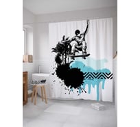 Штора (занавеска) для ванной JoyArty "Взрывной трюк" из сатена, 180х200 см с крючками, sc_29325