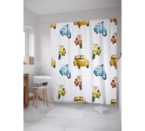 Штора (занавеска) для ванной JoyArty "Авто и мото" из сатена, 180х200 см с крючками, sc_29425