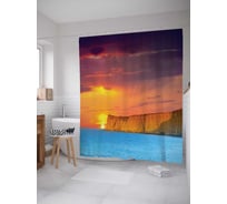 Штора (занавеска) для ванной JoyArty "Солнце прячется за морские горы" из сатена, 180х200 см с крючками, sc_15027