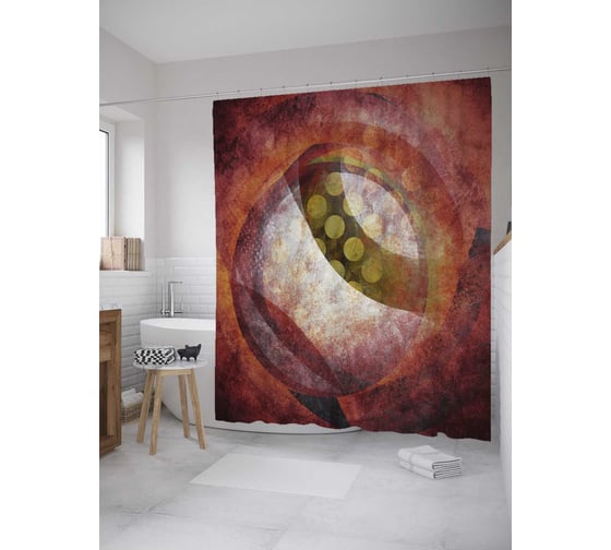 Штора (занавеска) для ванной JoyArty "Абстрактный шар" из сатена, 180х200 см с крючками, sc_28074 1