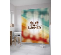 Штора (занавеска) для ванной JoyArty "Тропическое лето" из сатена, 180х200 см с крючками, sc_28467