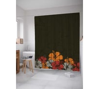 Штора (занавеска) для ванной JoyArty "Винтажное цветение" из сатена, 180х200 см с крючками, sc_29157
