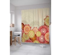 Штора (занавеска) для ванной JoyArty "Цветочные мячи" из сатена, 180х200 см с крючками, sc_16049