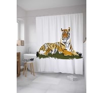 Штора (занавеска) для ванной JoyArty "Полосатый гигант" из сатена, 180х200 см с крючками, sc_27856