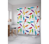 Штора (занавеска) для ванной JoyArty "Цветные карандаши" из сатена, 180х200 см с крючками, sc_29116