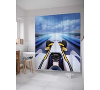 Штора (занавеска) для ванной JoyArty "Пилот за рулем" из сатена, 180х200 см с крючками, sc_18209