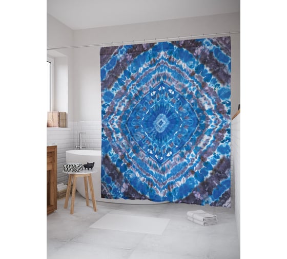 Штора (занавеска) для ванной JoyArty "Завораживающая абстракция" из сатена, 180х200 см с крючками, sc_274840 1