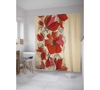 Штора (занавеска) для ванной JoyArty "Цветущая полоса" из сатена, 180х200 см с крючками, sc_27803