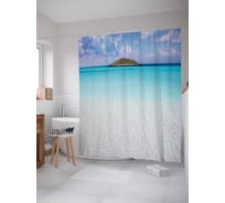 Штора (занавеска) для ванной JoyArty "Безлюдный остров" из сатена, 180х200 см с крючками, sc_13958