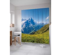 Штора (занавеска) для ванной JoyArty "Путь в горы" из сатена, 180х200 см с крючками, sc_13670